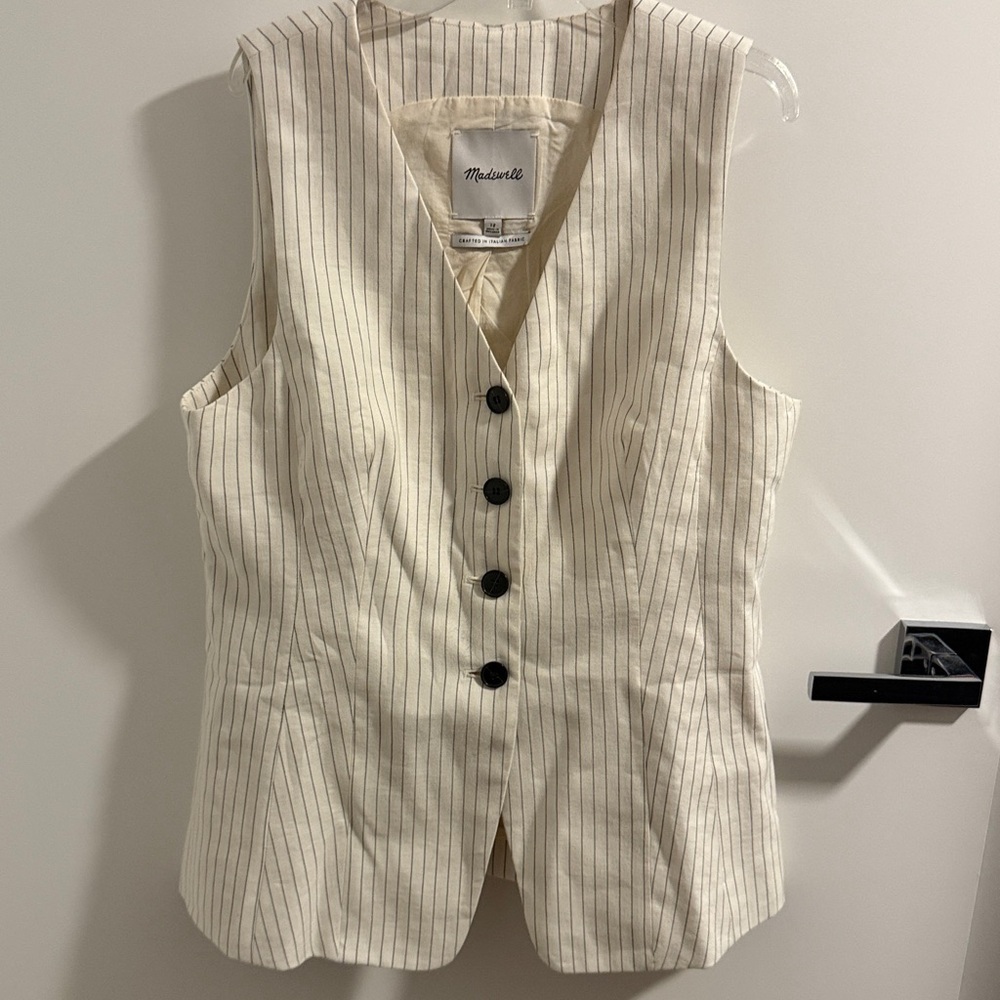 Madewell Elegant White Pinstripe Vest - Picture 3 of 5